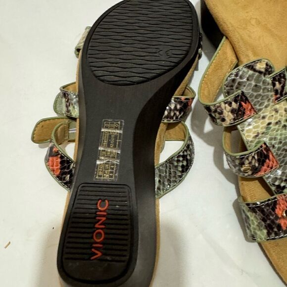 Vionic Radia Adjustable Buckle Slides Snake Sandals Size 8M - Picture 8 of 8